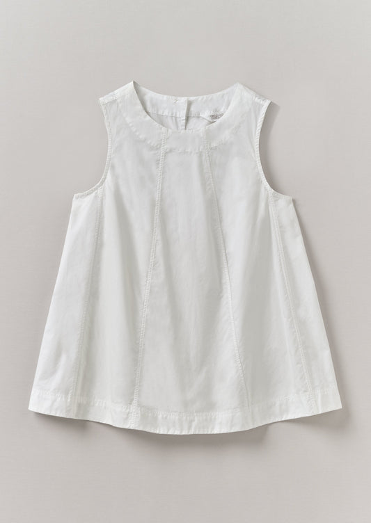 Top in popeline di cotone con pannelli | Bianco carta