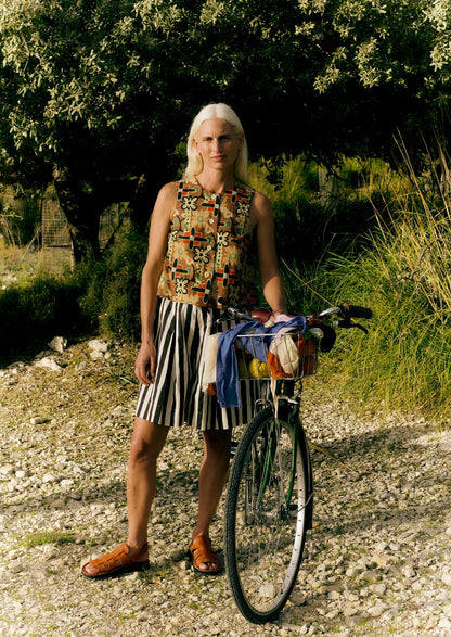 Top in popeline con stampa collage folk | Multicolore