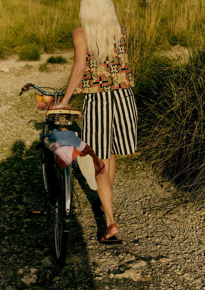 Top in popeline con stampa collage folk | Multicolore