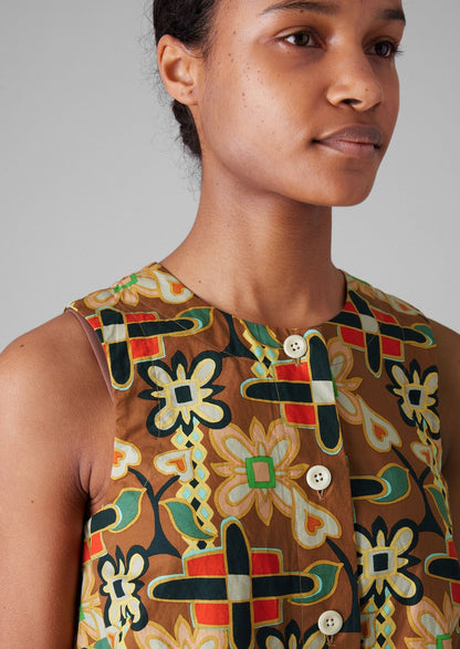Top in popeline con stampa collage folk | Multicolore