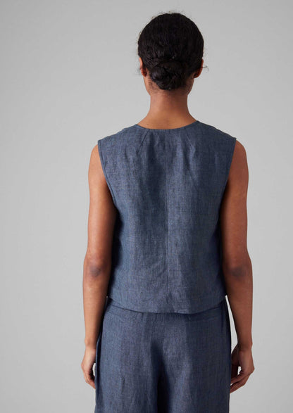 Gilet in lino | Blu denim