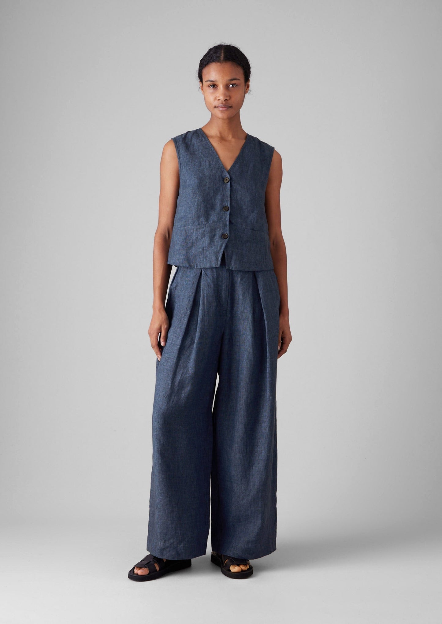 Gilet in lino | Blu denim