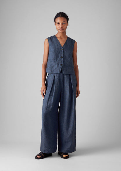 Gilet in lino | Blu denim