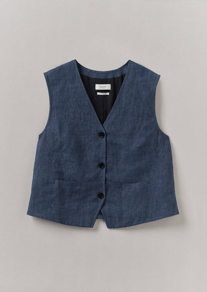 Gilet in lino | Blu denim