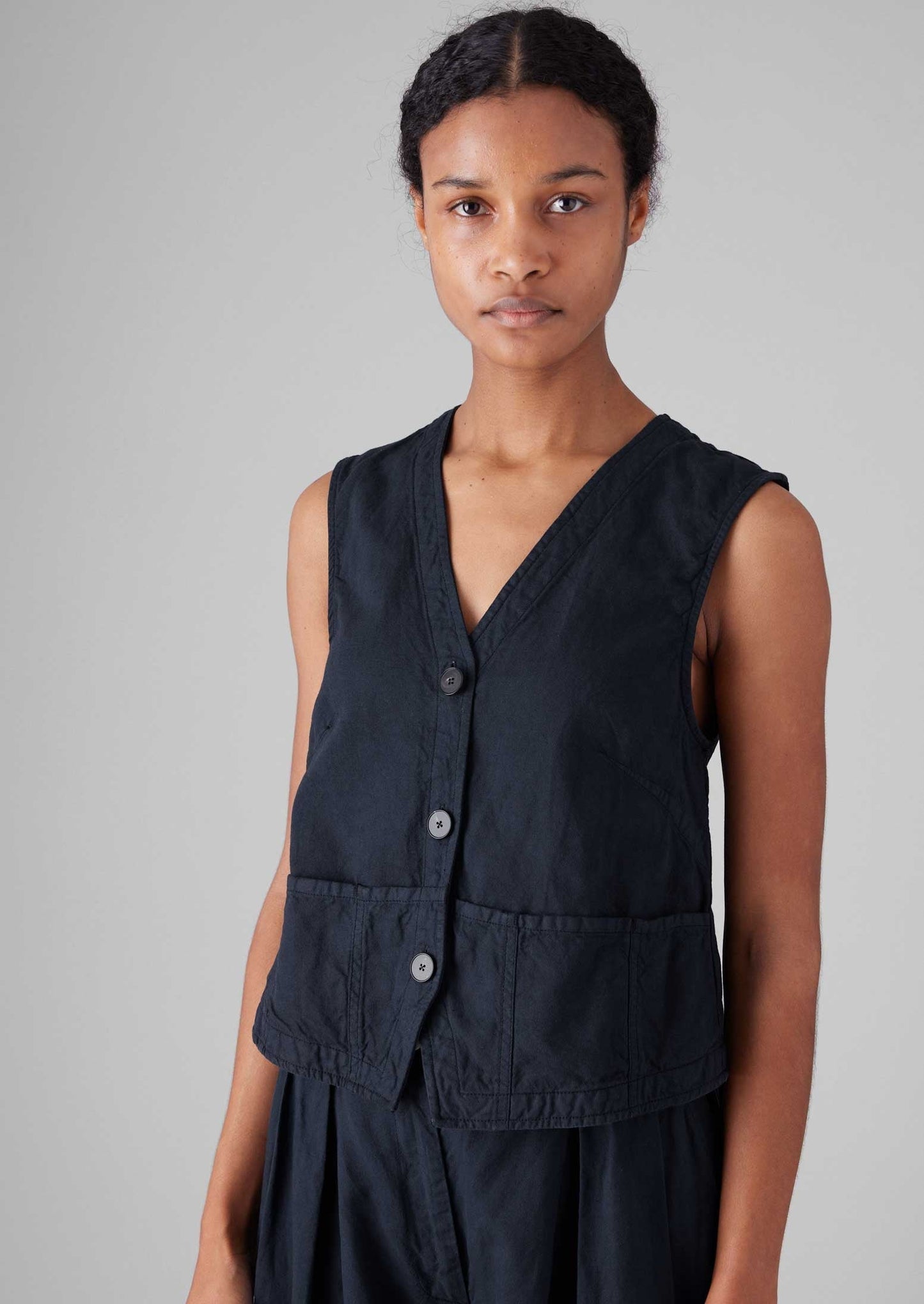 Gilet in tela di lino e cotone | Antracite