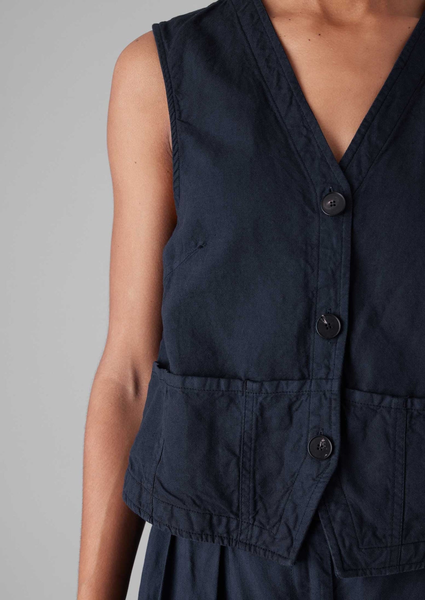 Gilet in tela di lino e cotone | Antracite