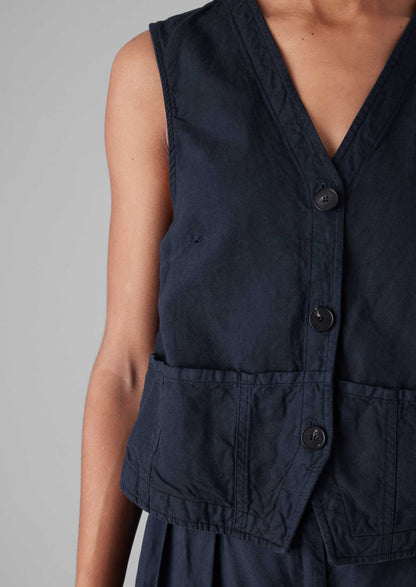 Gilet in tela di lino e cotone | Antracite