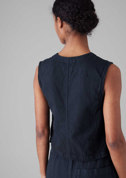 Gilet in tela di lino e cotone | Antracite