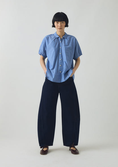 Camicia in chambray di cotone arricciato | Azzurro