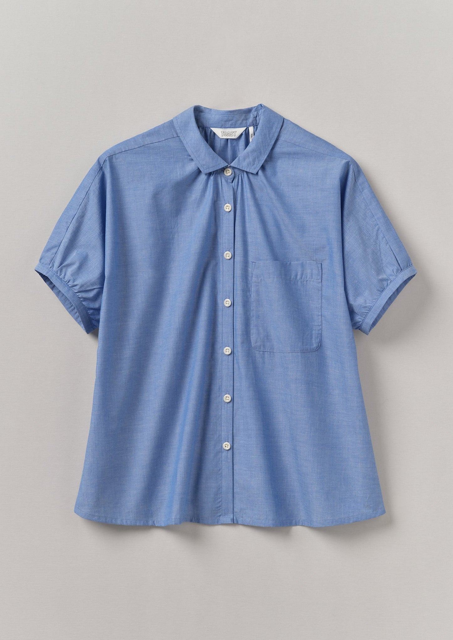 Camicia in chambray di cotone arricciato | Azzurro