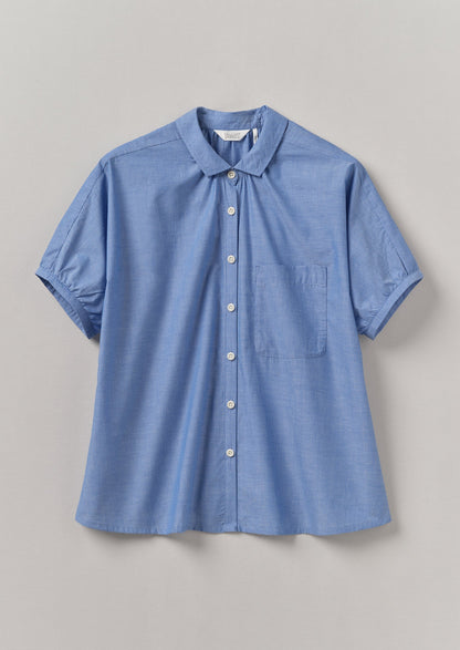 Camicia in chambray di cotone arricciato | Azzurro