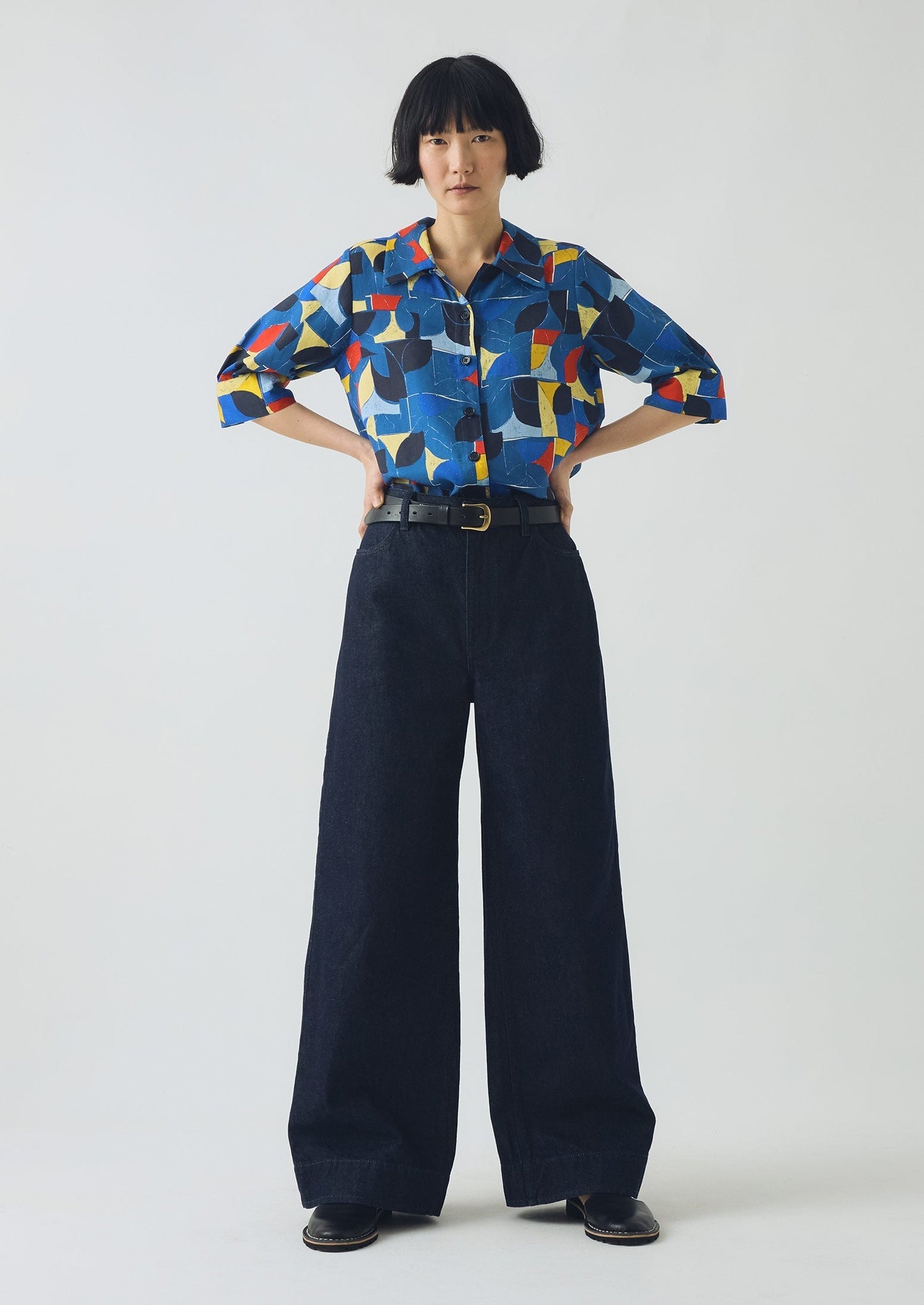 Camicia stampata con motivo a scatola di vernice Gia | Delft