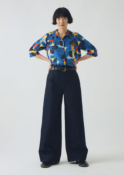 Camicia stampata con motivo a scatola di vernice Gia | Delft