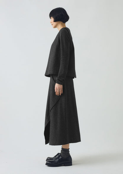 Top in twill di lana cotta con bottoni sul retro | Antracite