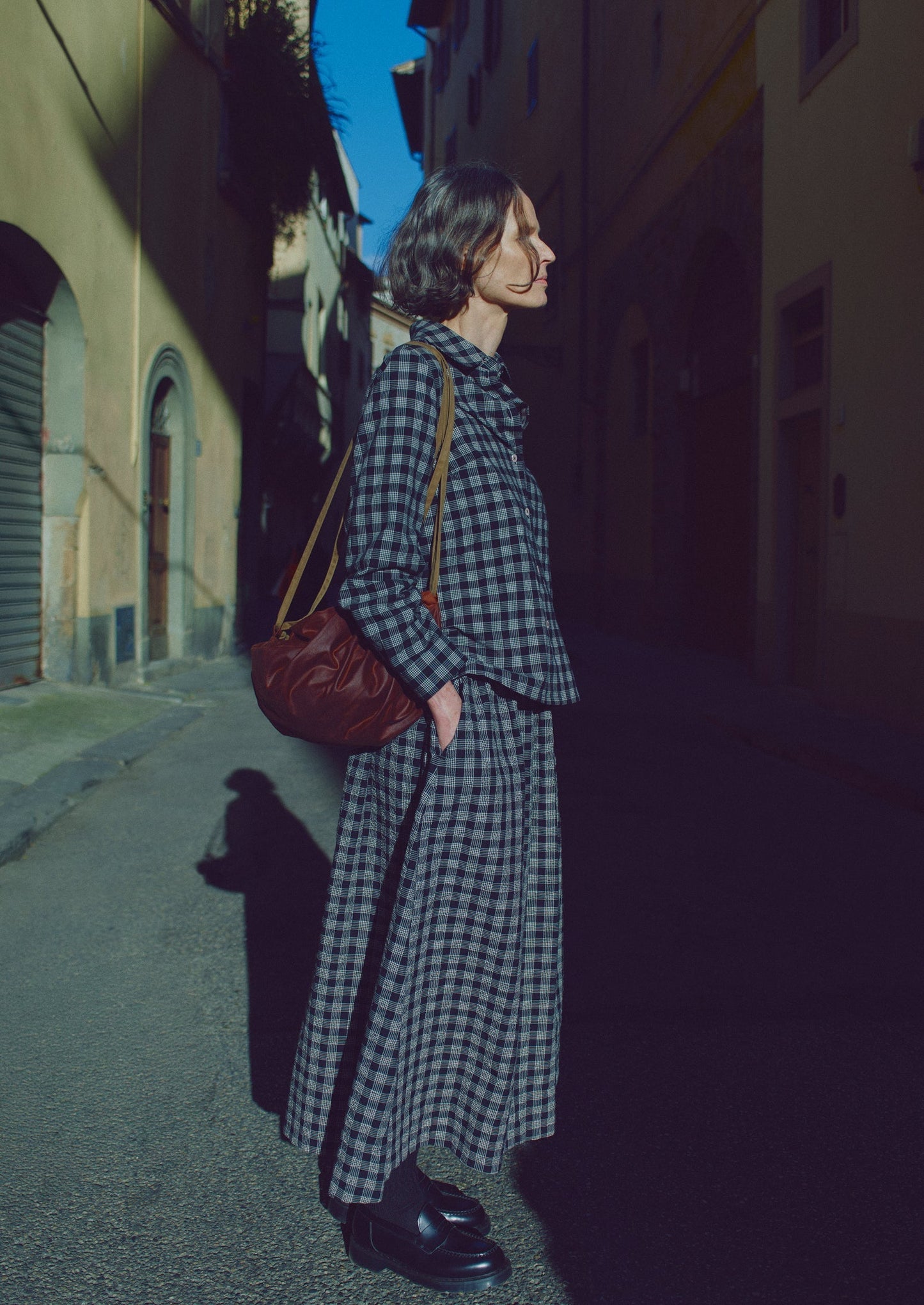 Camicia Ollie Binding Check Cotton Seersucker | Nero/Ecru