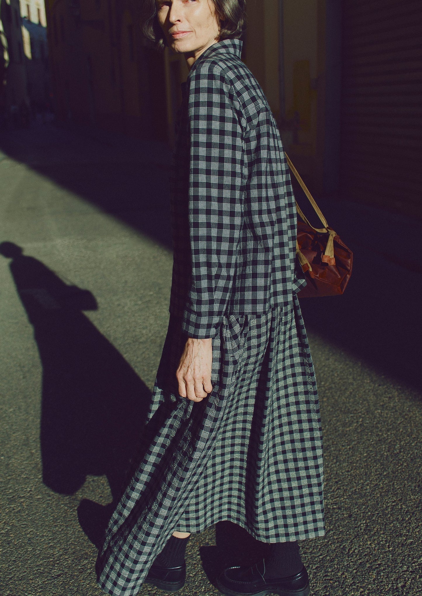 Camicia Ollie Binding Check Cotton Seersucker | Nero/Ecru