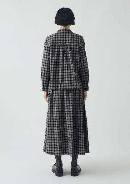 Camicia Ollie Binding Check Cotton Seersucker | Nero/Ecru