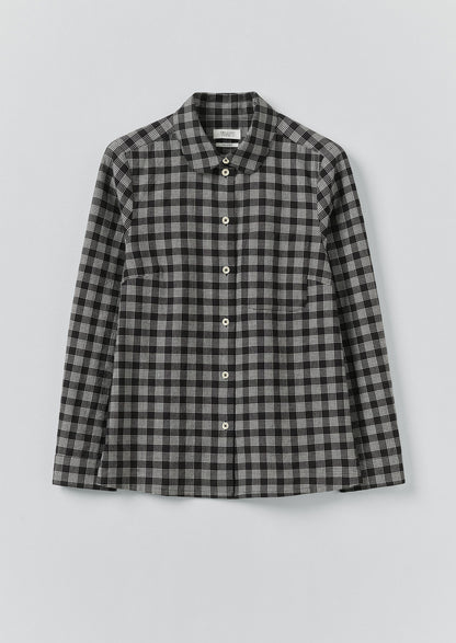 Camicia Ollie Binding Check Cotton Seersucker | Nero/Ecru