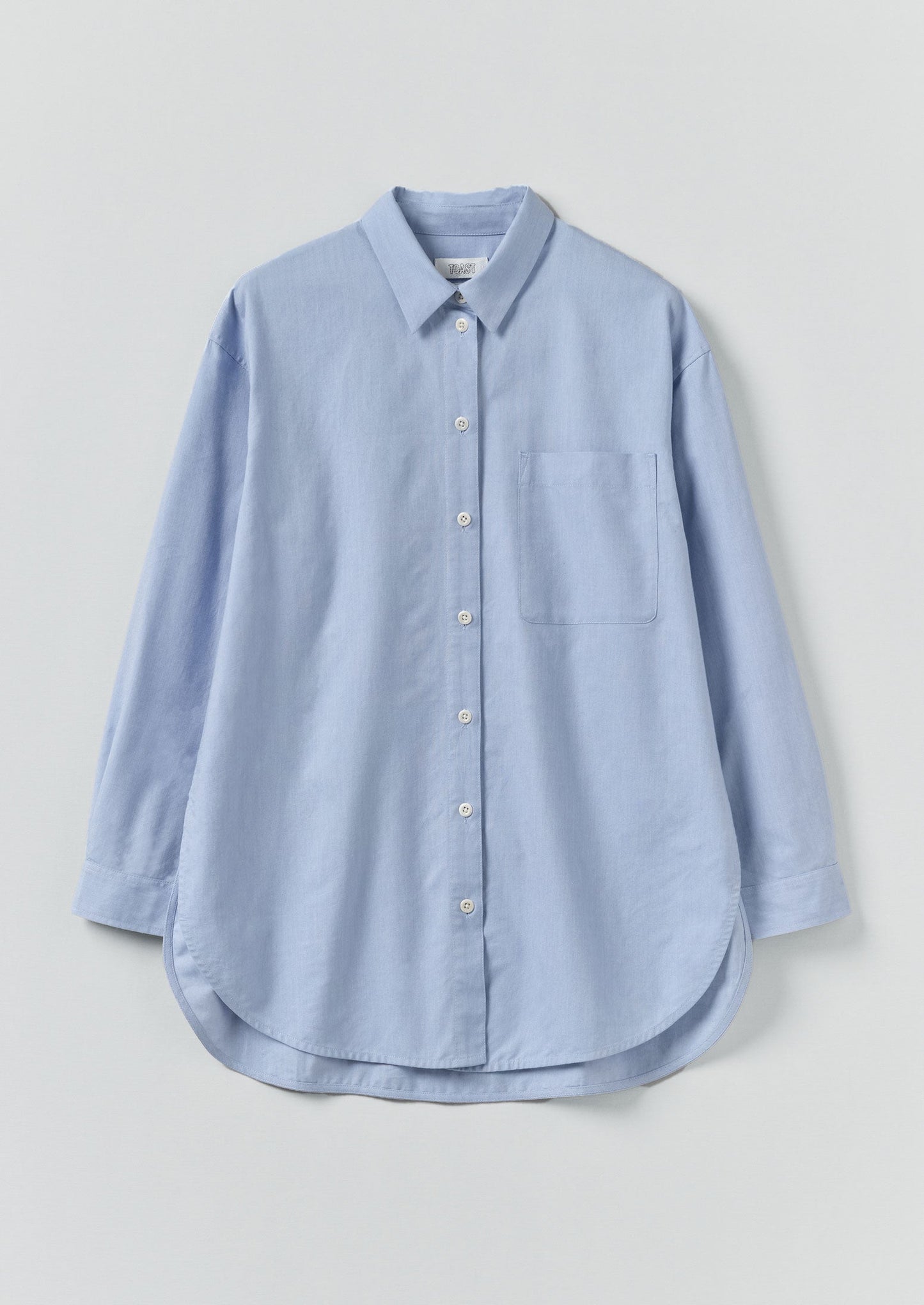Camicia lunga oversize in cotone Oxford | Blu chambray
