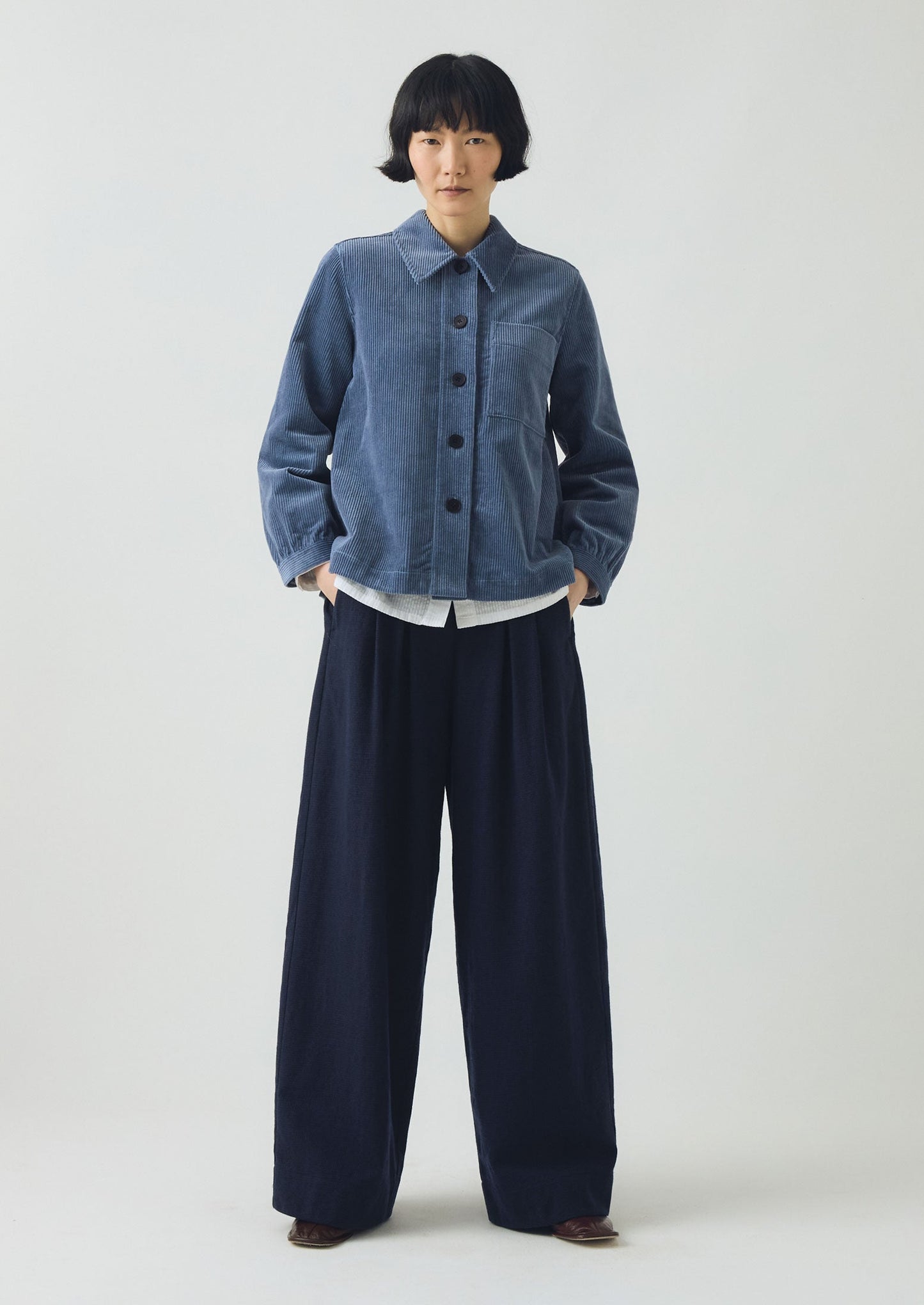 Camicia in velluto a coste biologico con tasca applicata Baya | Mirto