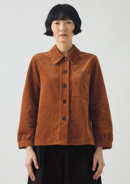 Camicia in velluto a coste biologico con tasca applicata Baya | Terra di Siena bruciata