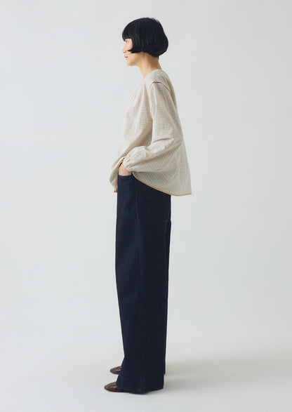 Camicia Mulmul a quadri | Ecru