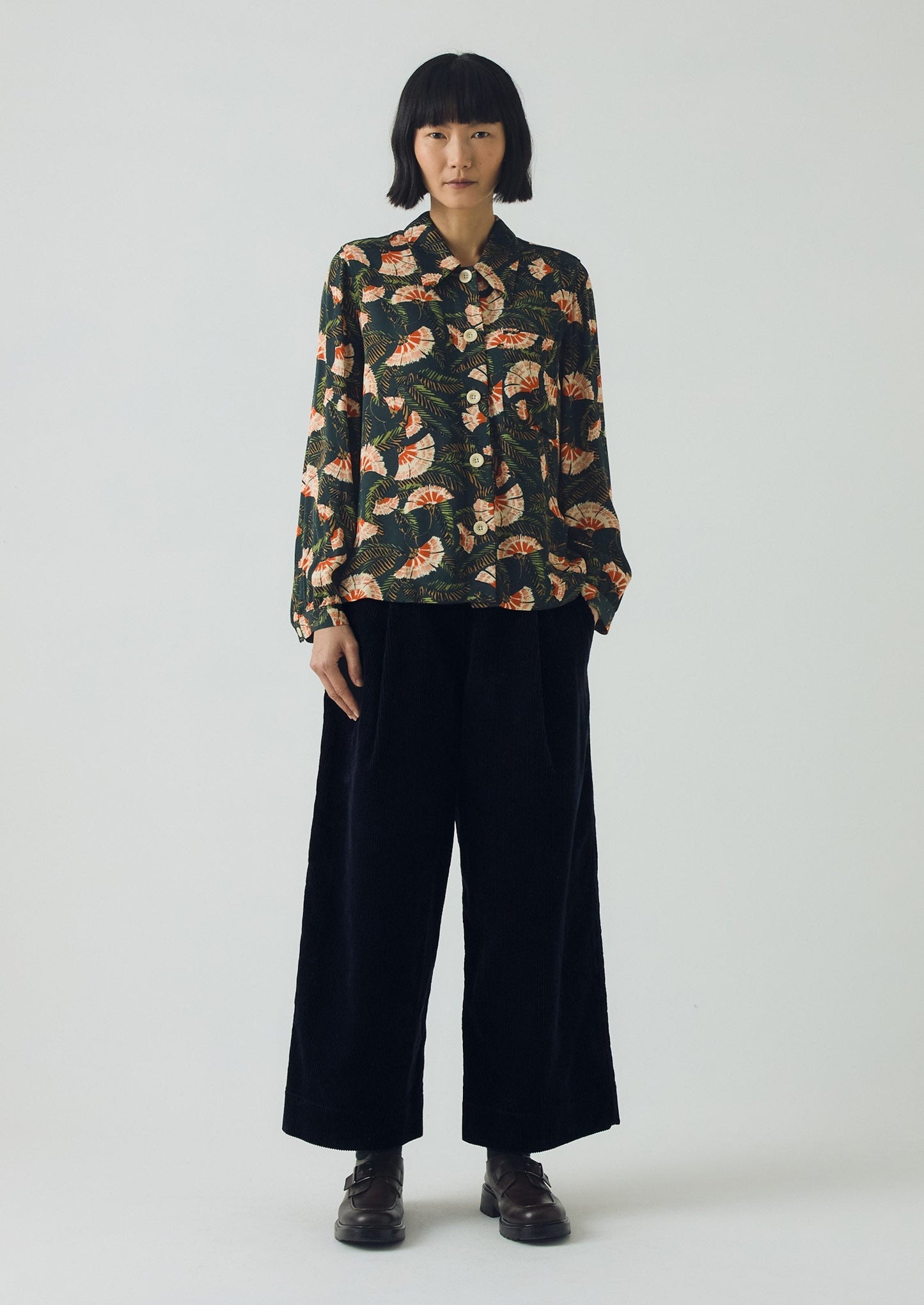 Camicia stampata Baya Dianthus | Verde notte