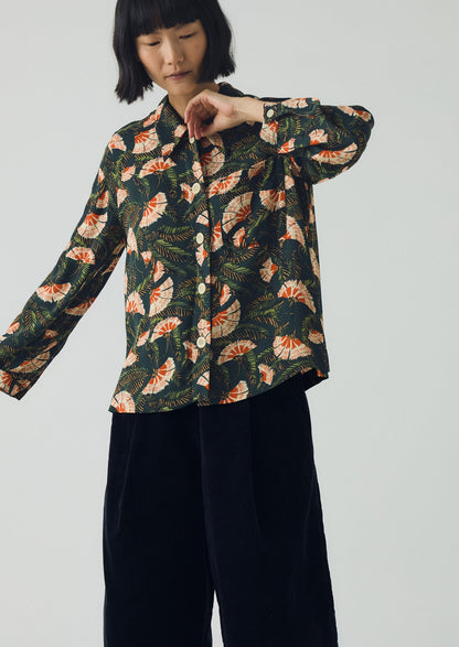 Camicia stampata Baya Dianthus | Verde notte